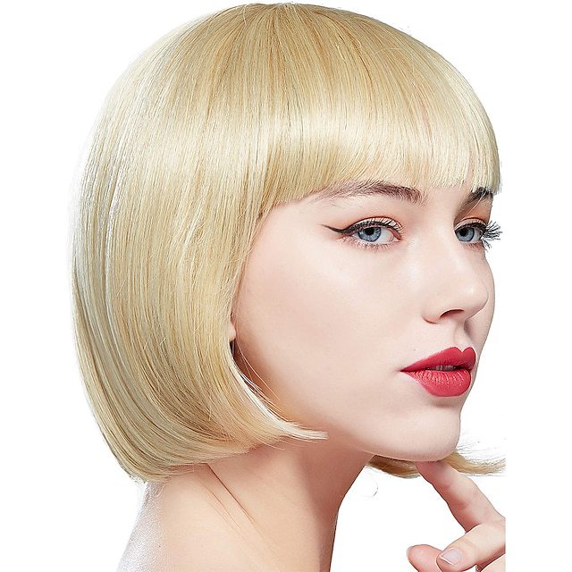 Western-style short bob wig with bangs (student-style cut)