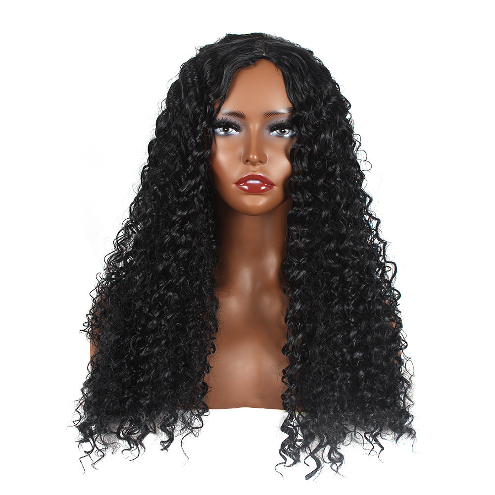 Matte High-Temperature Fiber Synthetic Wig: Center-Part, Long, Voluminous Afro-Style Tight Curls (Explosion/Afro-Puff Look)