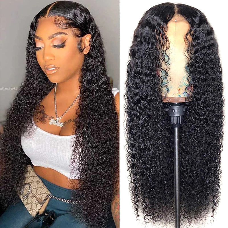 Matte High-Temperature Fiber Synthetic Wig: Center-Part, Long, Voluminous Afro-Style Tight Curls (Explosion/Afro-Puff Look)