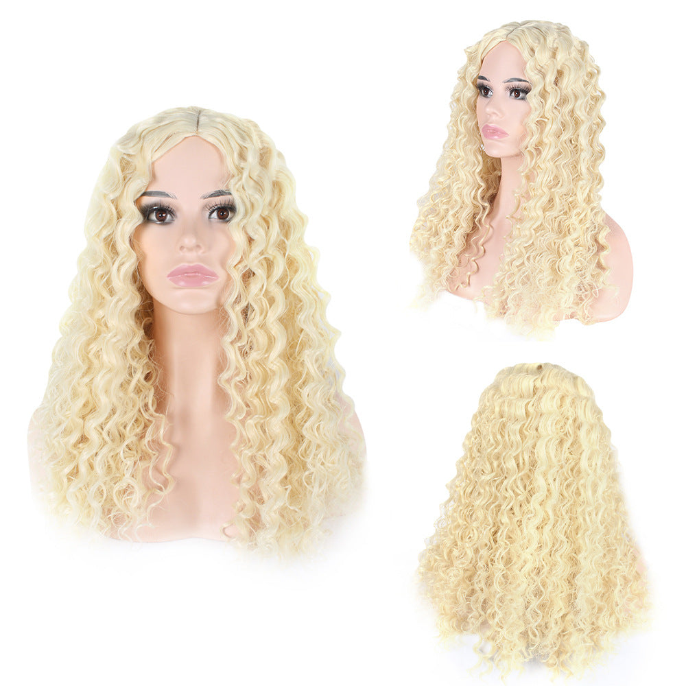 Matte High-Temperature Fiber Synthetic Wig: Center-Part, Long, Voluminous Afro-Style Tight Curls (Explosion/Afro-Puff Look)