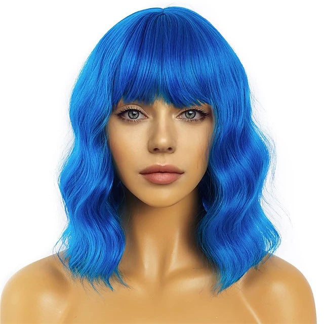 Short wavy curly wig for Western holidays/cosplay – full-head wig
